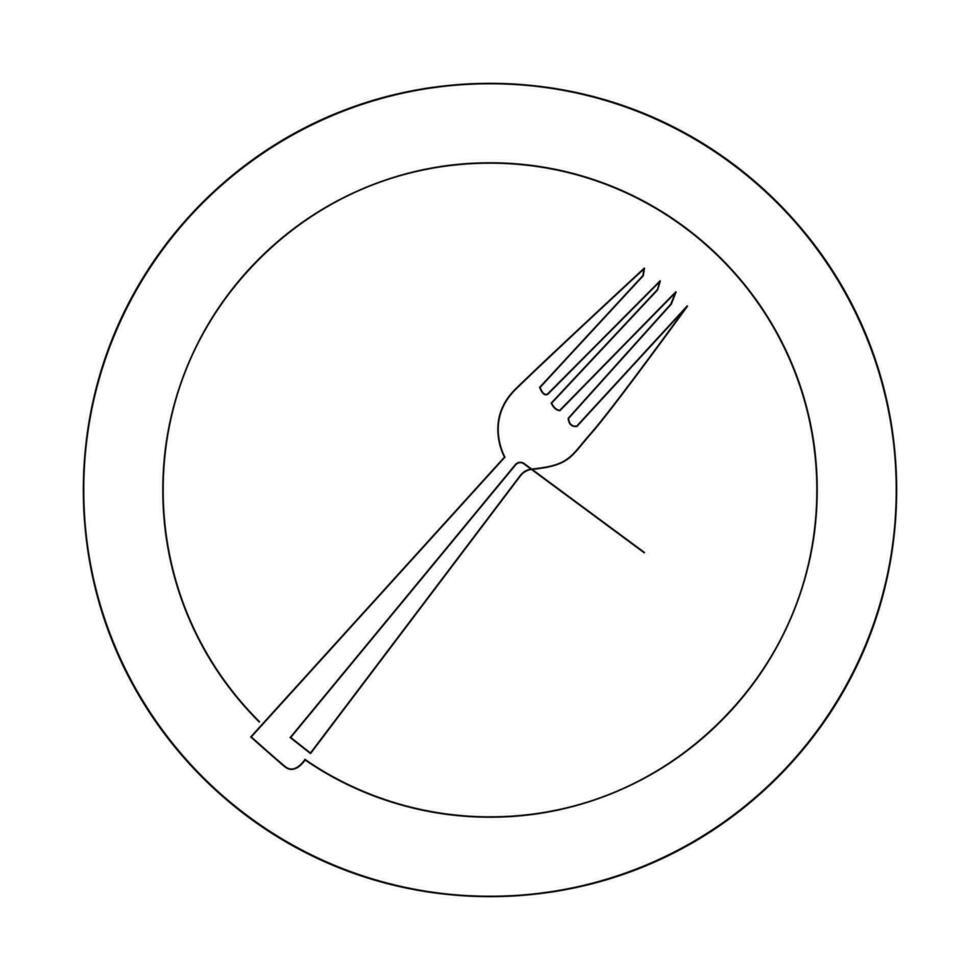 Knife and fork continuous single line outline vector art drawing and simple one line minimalist design