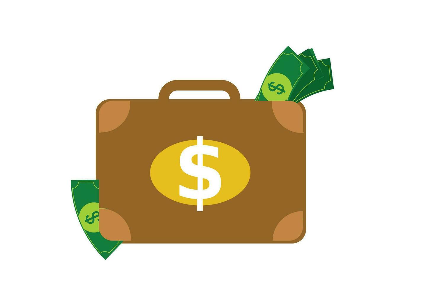 Suitcase filled with Dollar notes vector