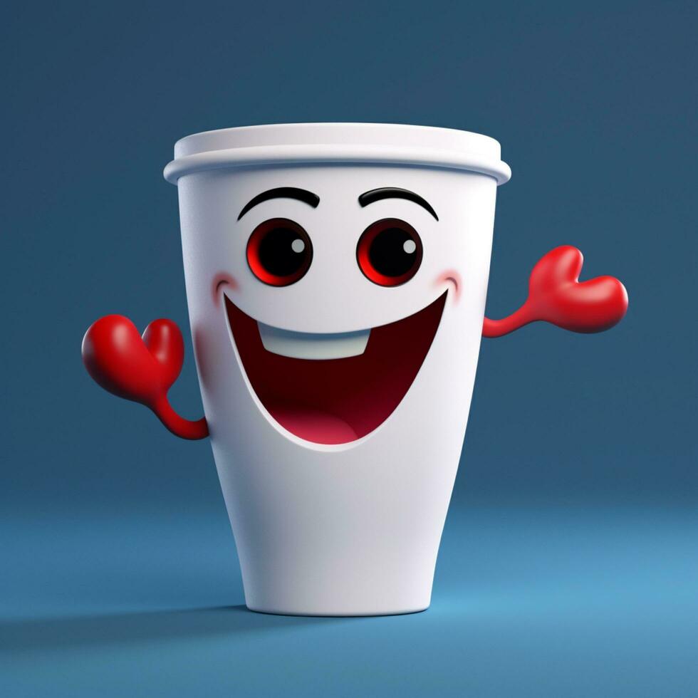 AI generated cup smiling animation 3d photo