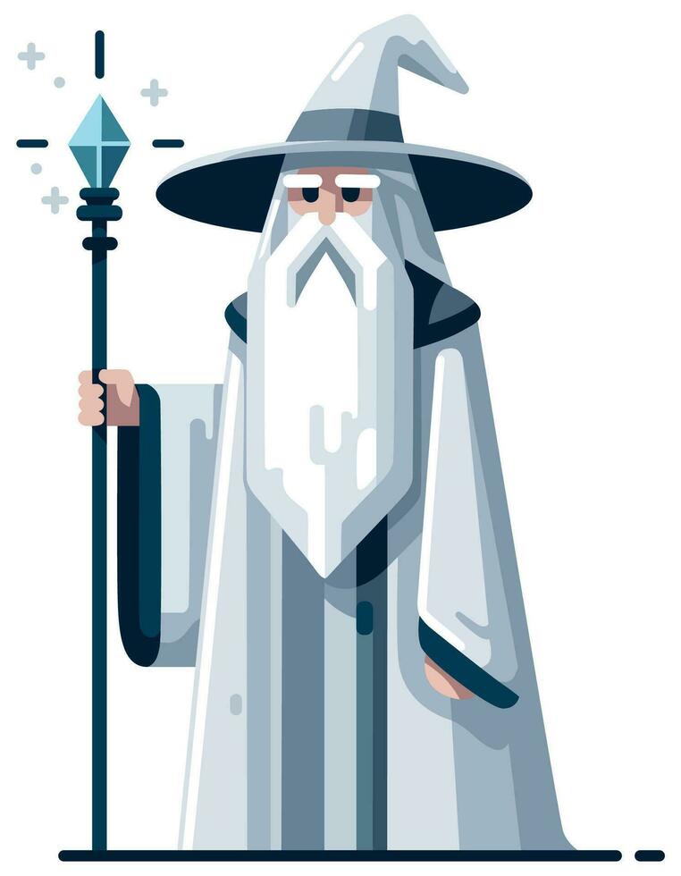 White Wizard Flat Design vector