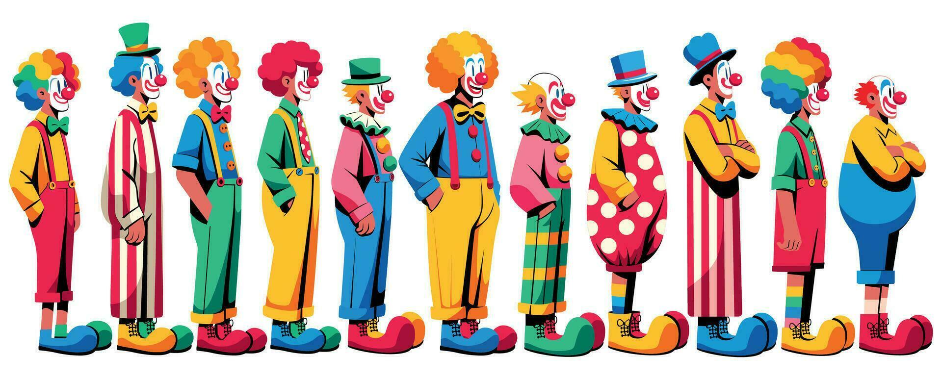 Clowns In Line vector