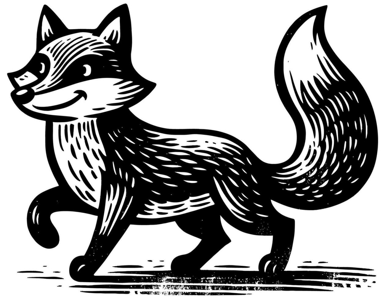 Fox on White Linocut vector
