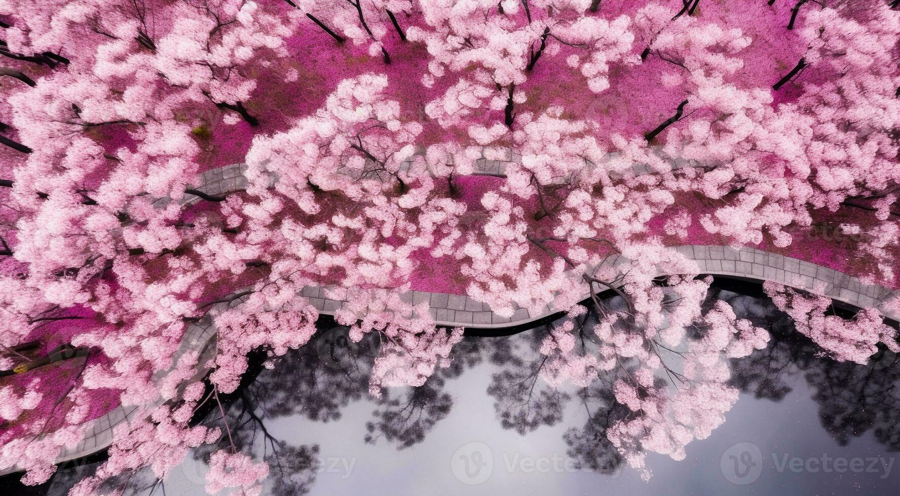 AI generated pink sakura in the japan, sakura tree background, pink tree background, sakura wallpaper, sakura in spring photo