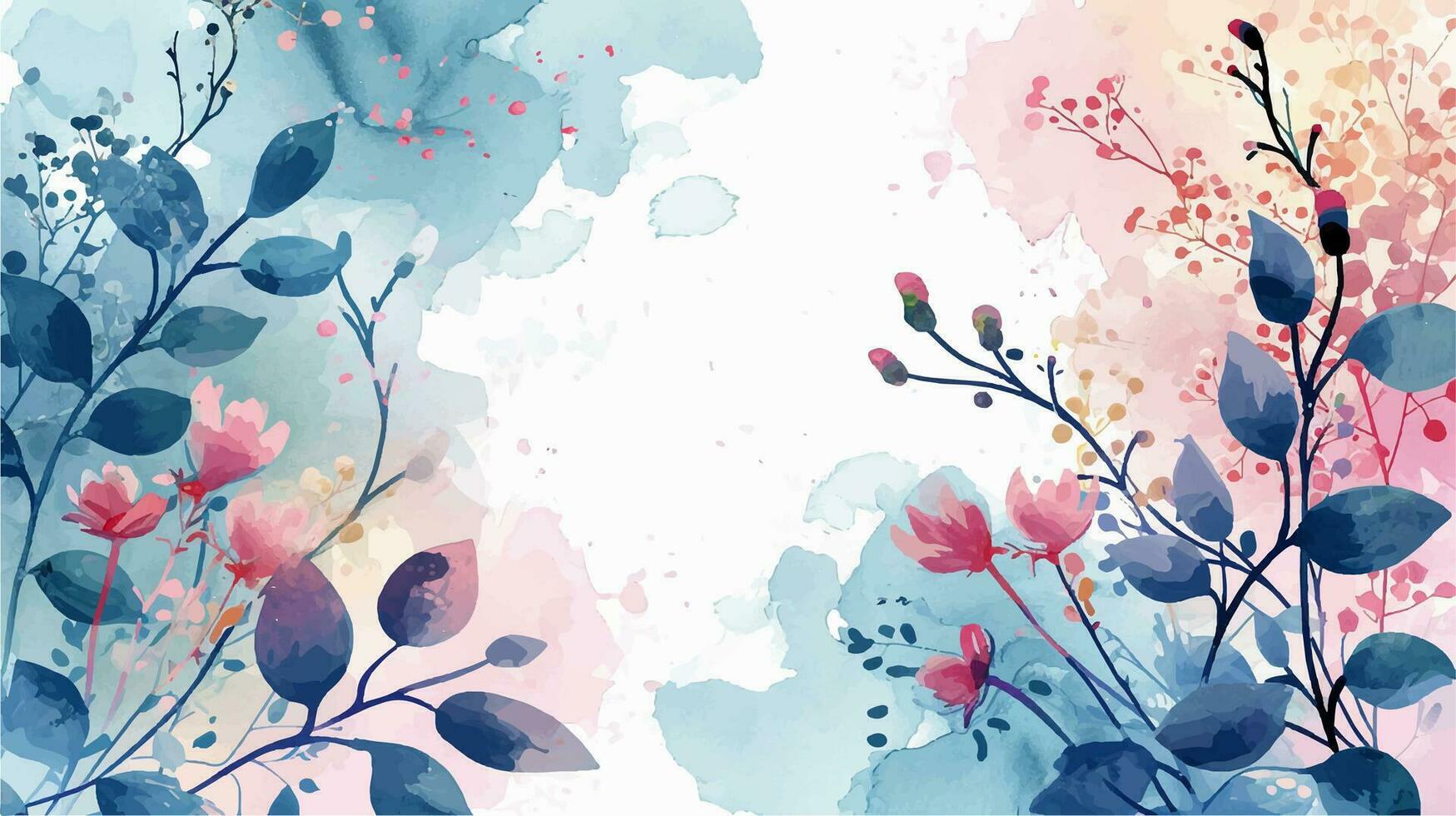 Watercolor floral background. Hand painted watercolor flowers. Hand drawn vector art.