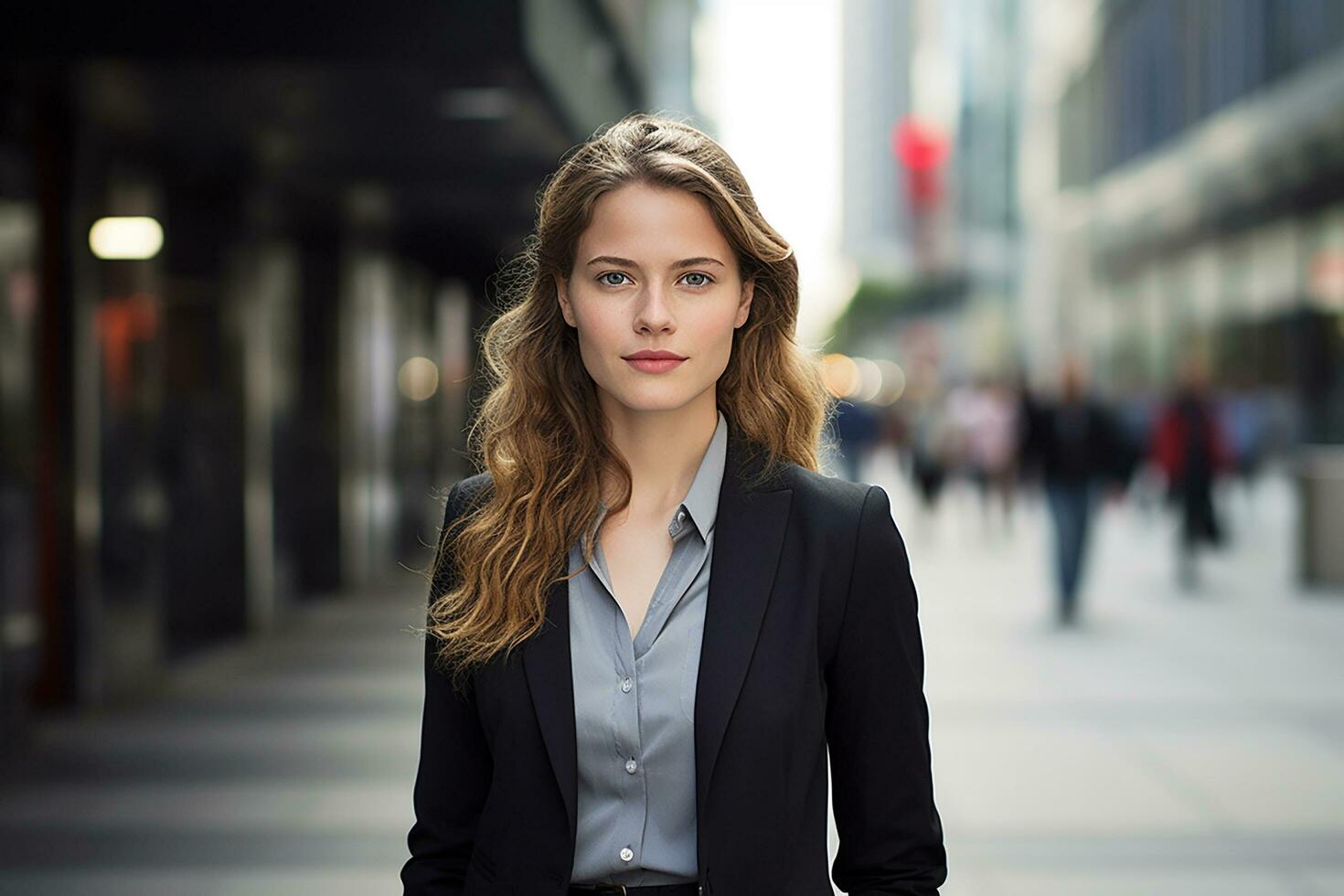 AI generated Portrait of beautiful young businesswoman outdoor generative AI photo