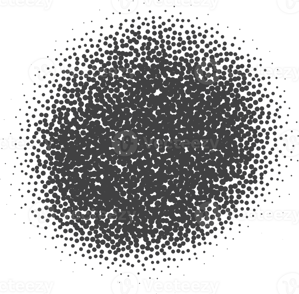 Paint spray stain with splatter dotted texture. Grunge black noise shape. Dust spot and blob. png