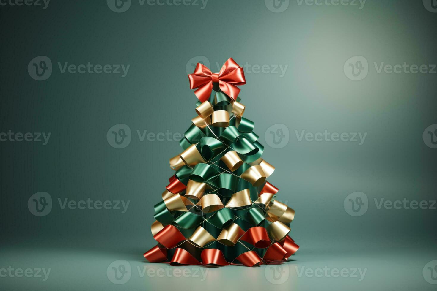 AI generated christmas tree made with ribbon photo