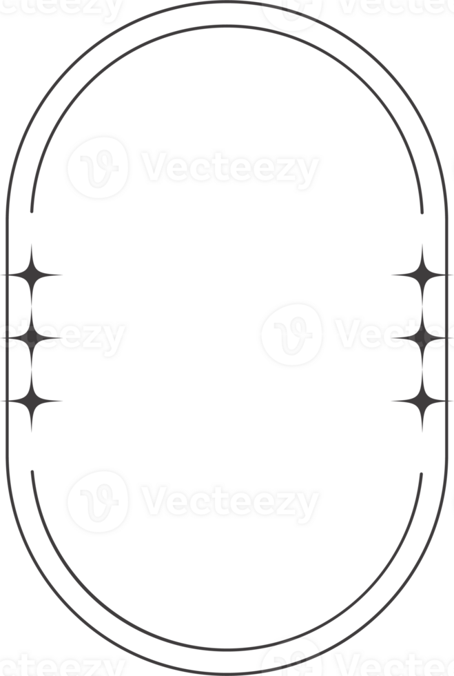 ästhetisch Rahmen und gestalten mit Sterne. minimal y2k Gliederung Grafik Design mit funkelt. abstrakt Bogen Grenze. modisch Boho geometrisch Vorlage. png