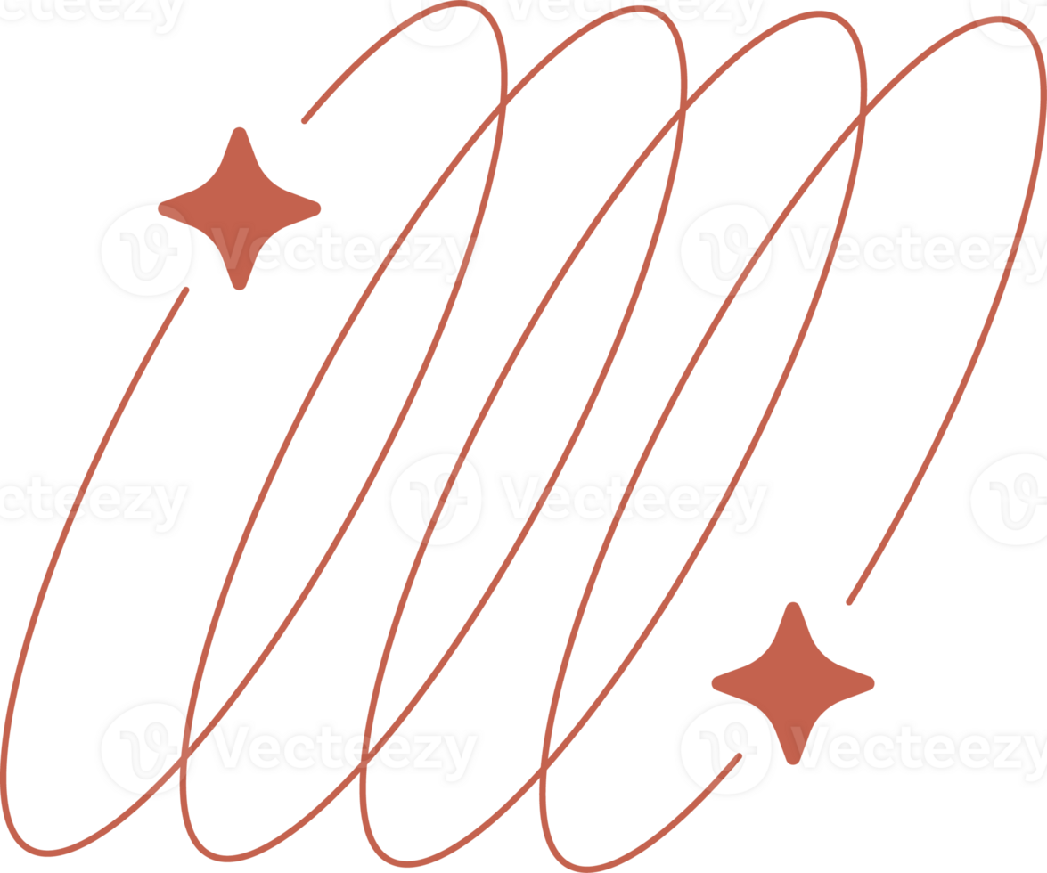 ästhetisch Ellipse Form. Gliederung minimal Grafik Element mit Sterne. abstrakt Boho Umlaufbahnen mit funkelt. modisch geometrisch Vorlage zum Poster und Geschichte. png