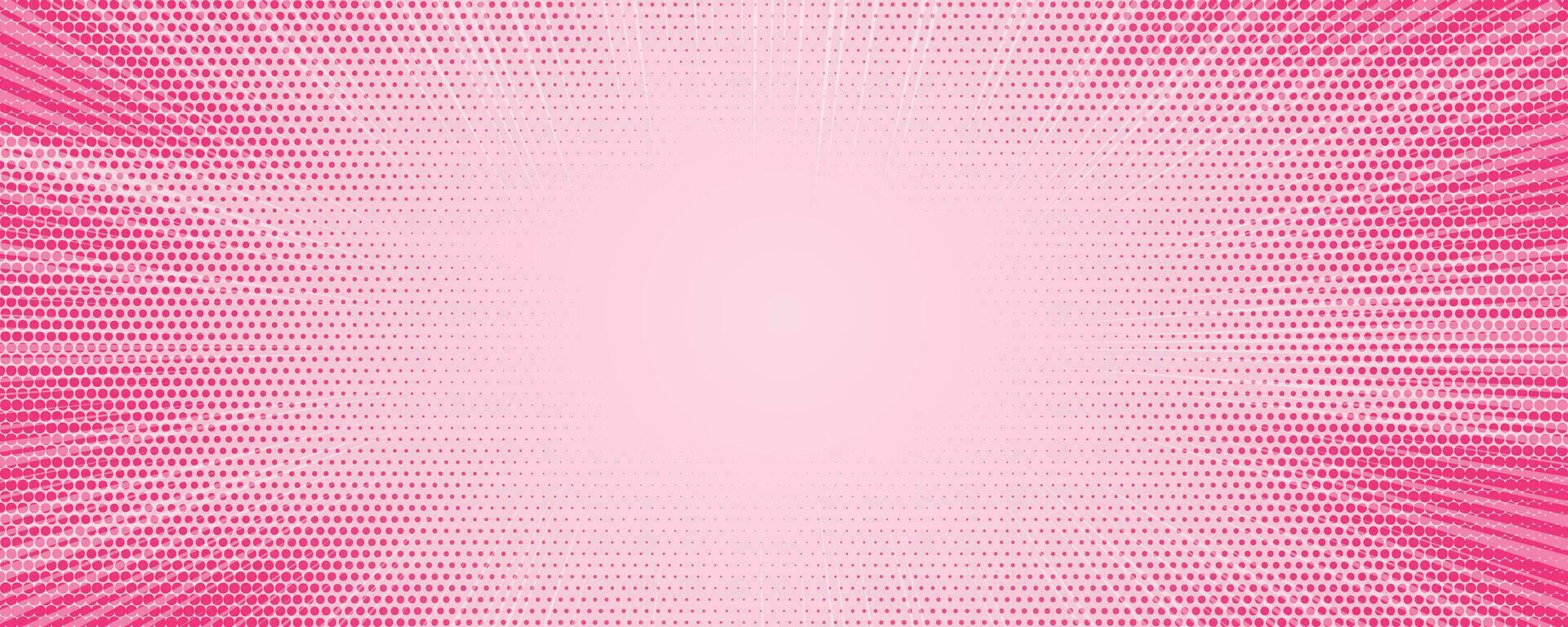 Pink sunburst comic background. Pop art vector cartoon abstract frame. Retro radial explosion striped wallpaper with halftone.