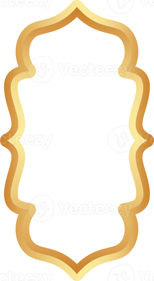 gyllene ramadan ram. islamic fönster former med prydnad. muslim årgång gräns. indisk dekoration för baner i orientalisk stil. png