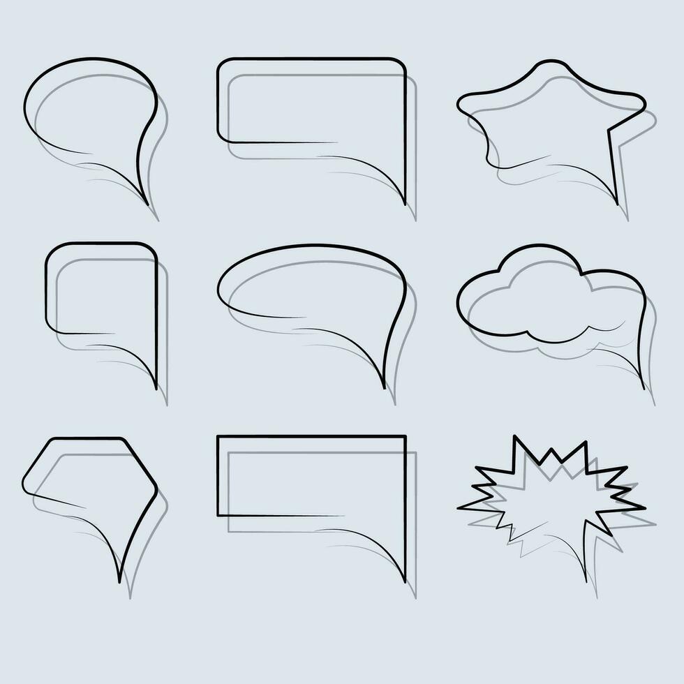 Set of black speech bubble in flat design. vector