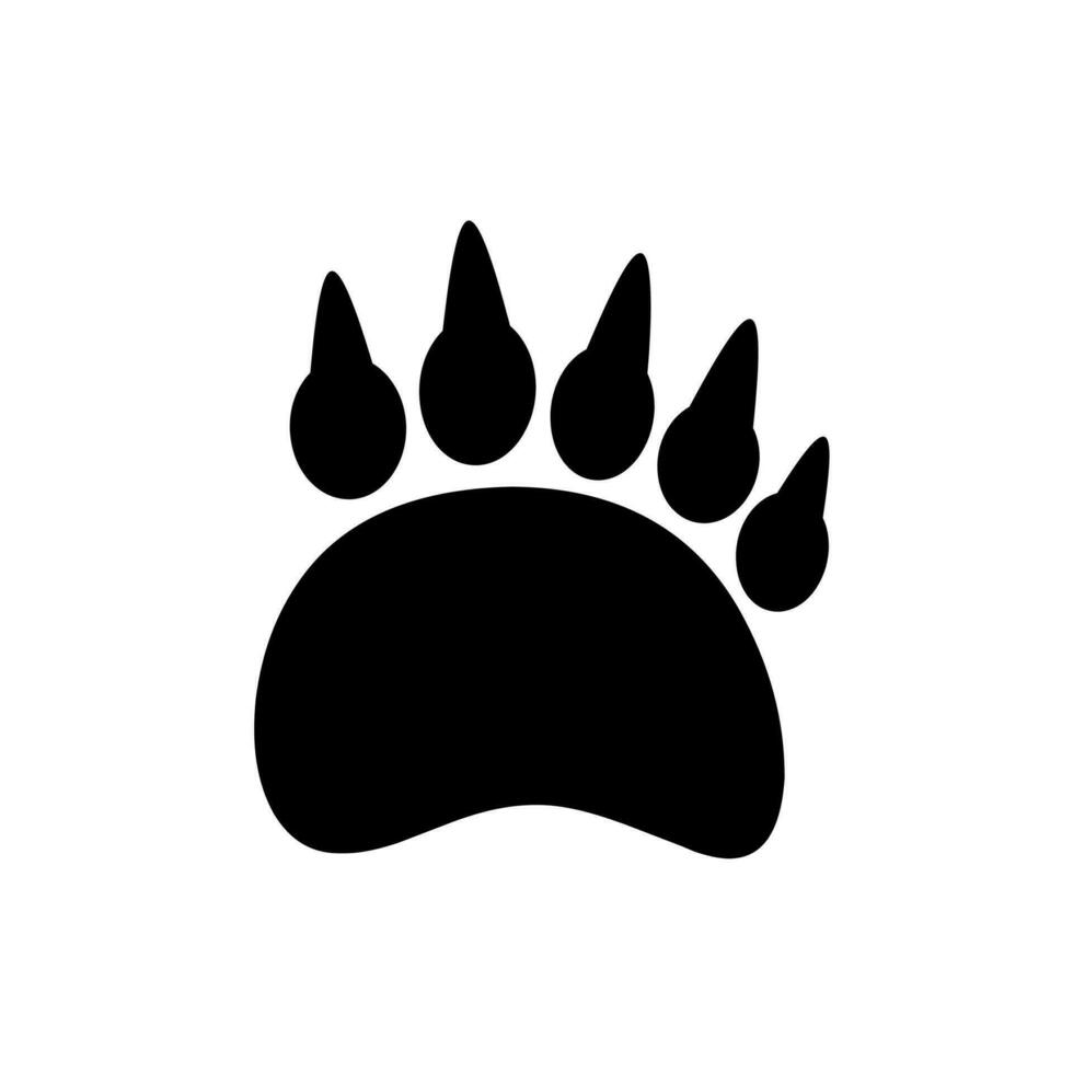 Silhouette of a bear's paw on a white background. Dangerous carnivorous animal footprints. vector