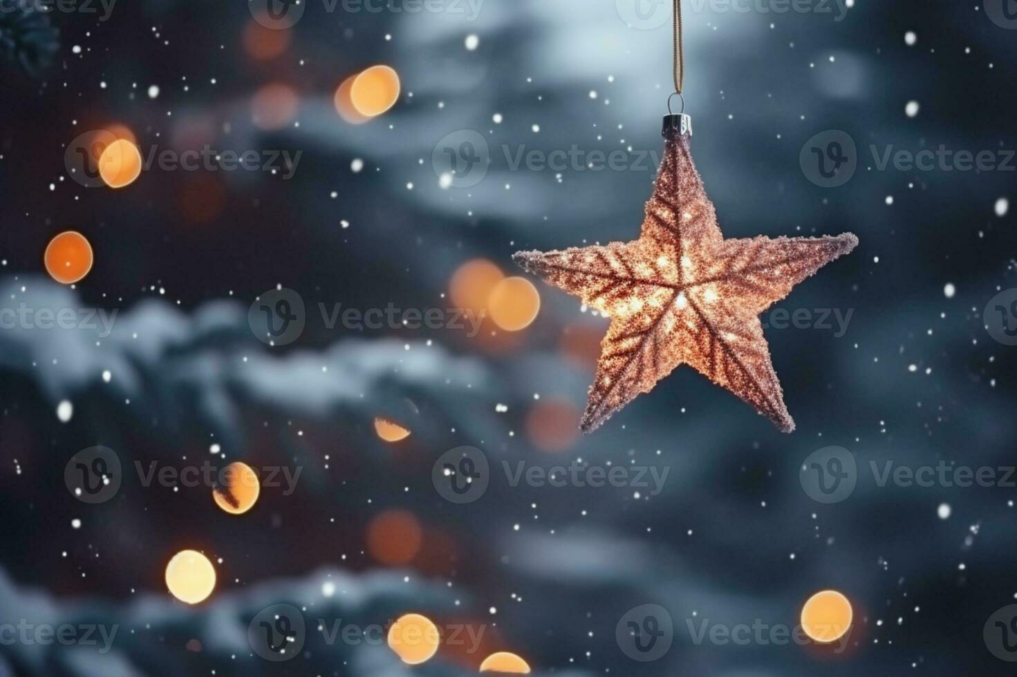 ai generado cerca arriba de decorativo Navidad árbol foto