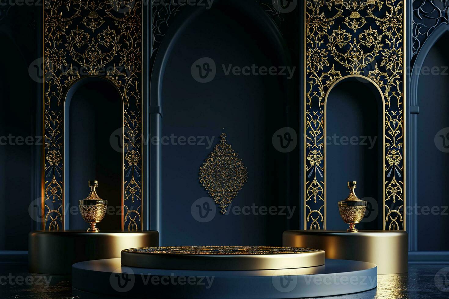 AI generated 3d rendered Islamic Arabic podium photo