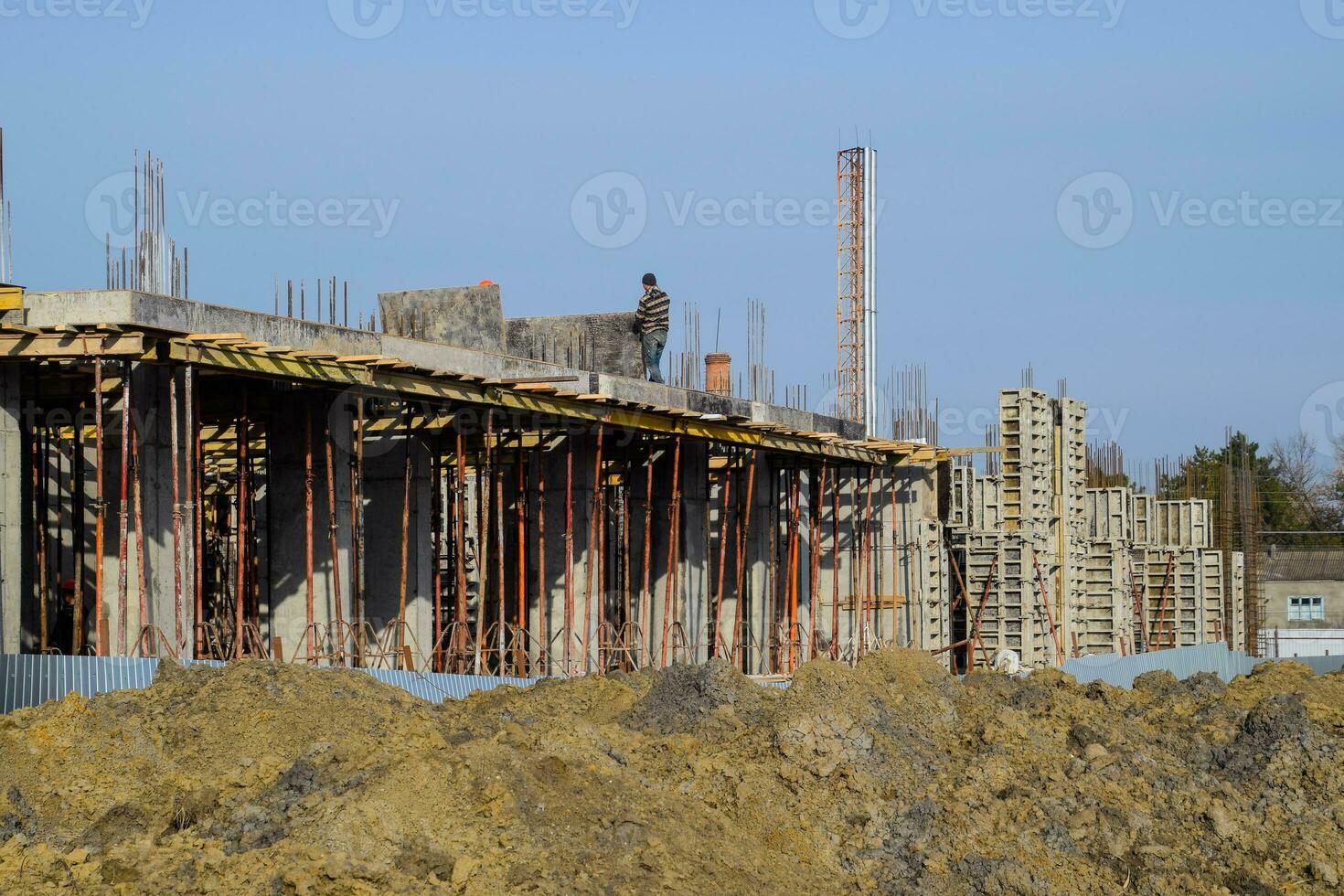 Construction of a residential building, reinforced concrete structures photo