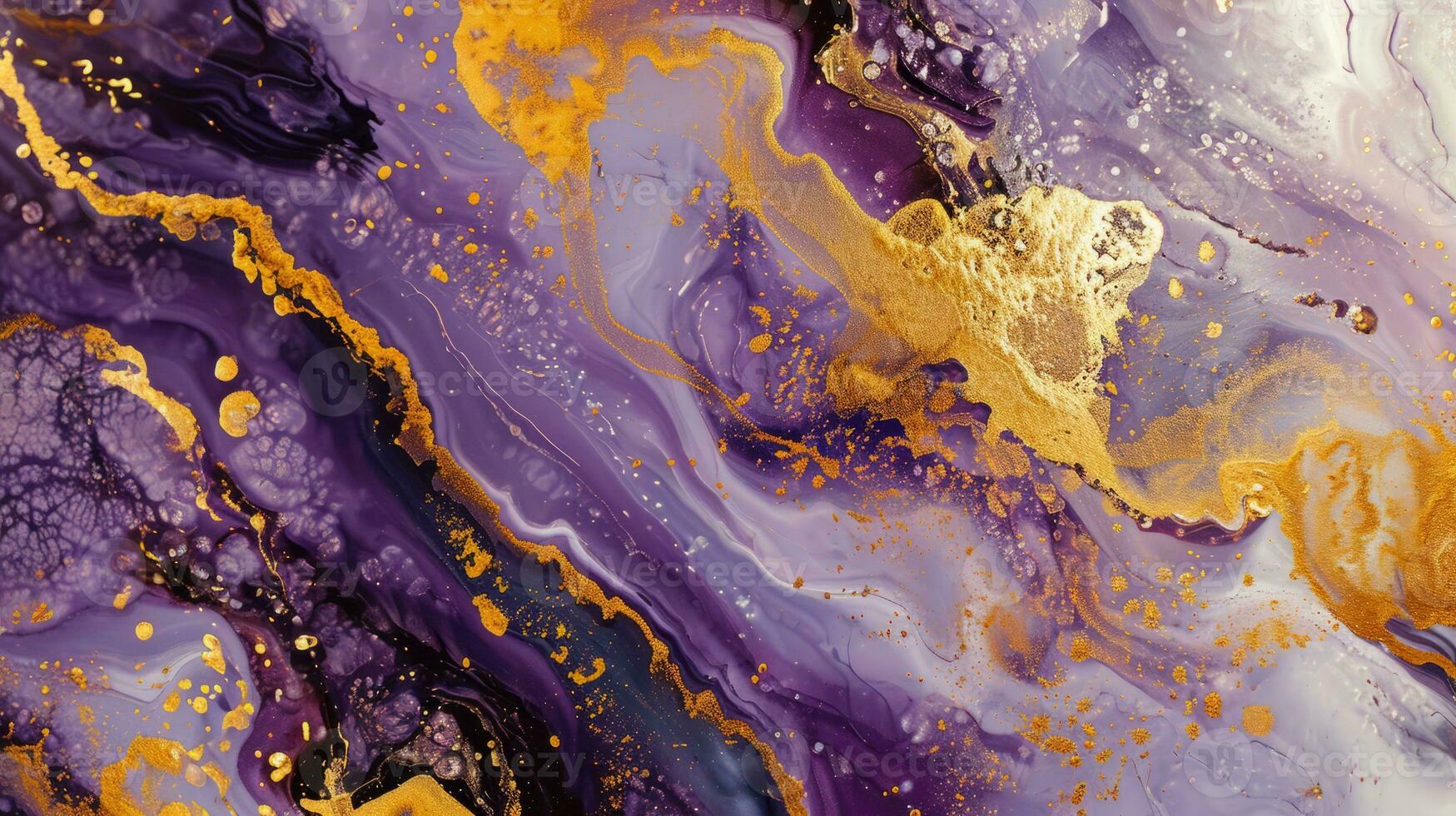 AI generated Purple suminagashi. Elegant marble gold texture. photo