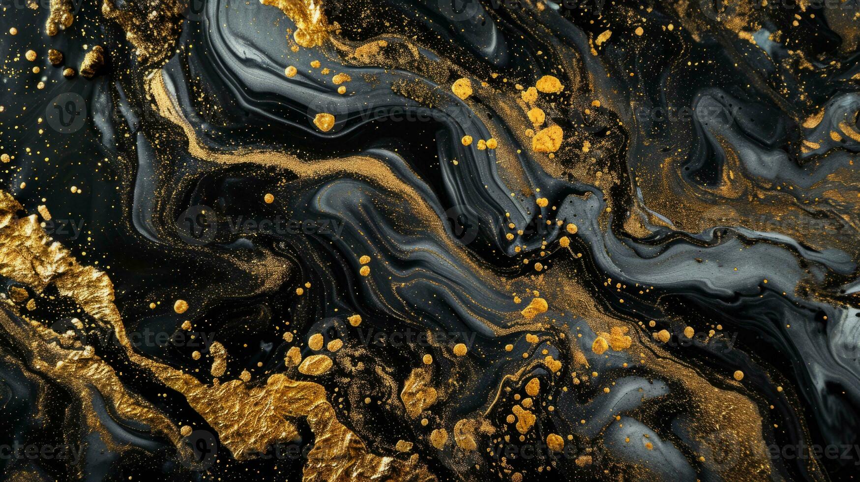 AI generated Black abstract background of marble liquid ink. Glitter marbling for design. photo