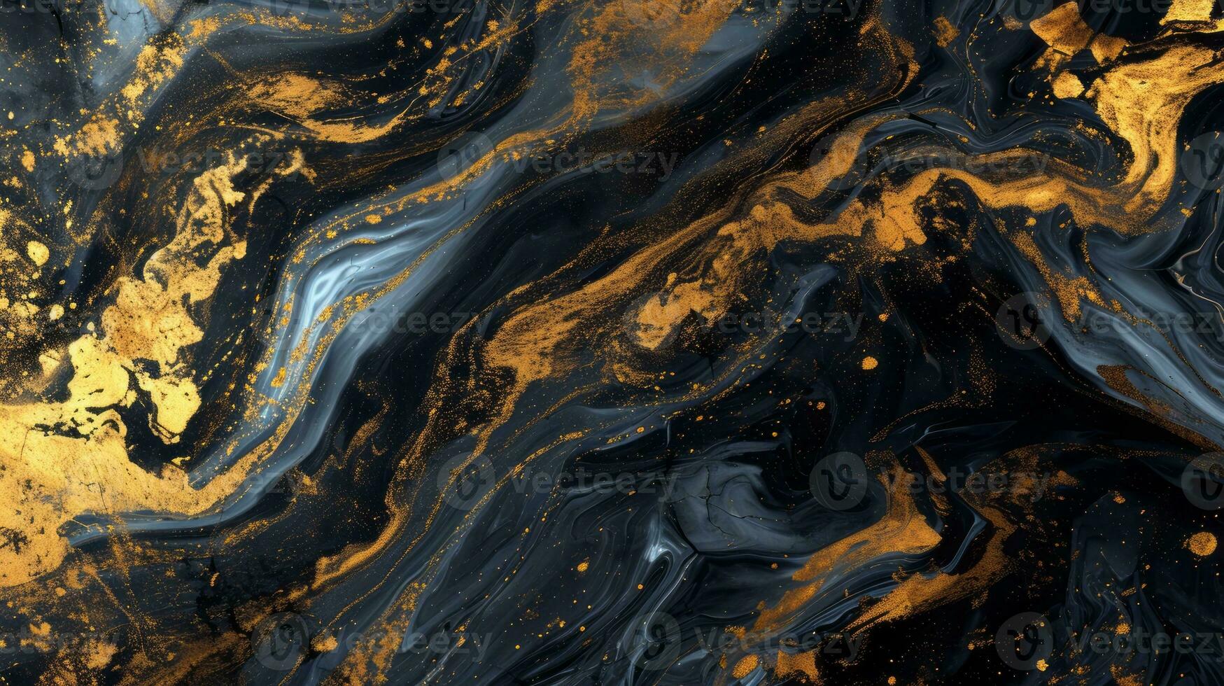 AI generated Black abstract background of marble liquid ink. Elegant marble gold texture. photo