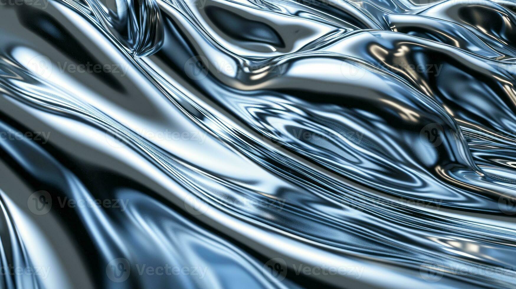 AI generated Liquid metallic texture with waves photo