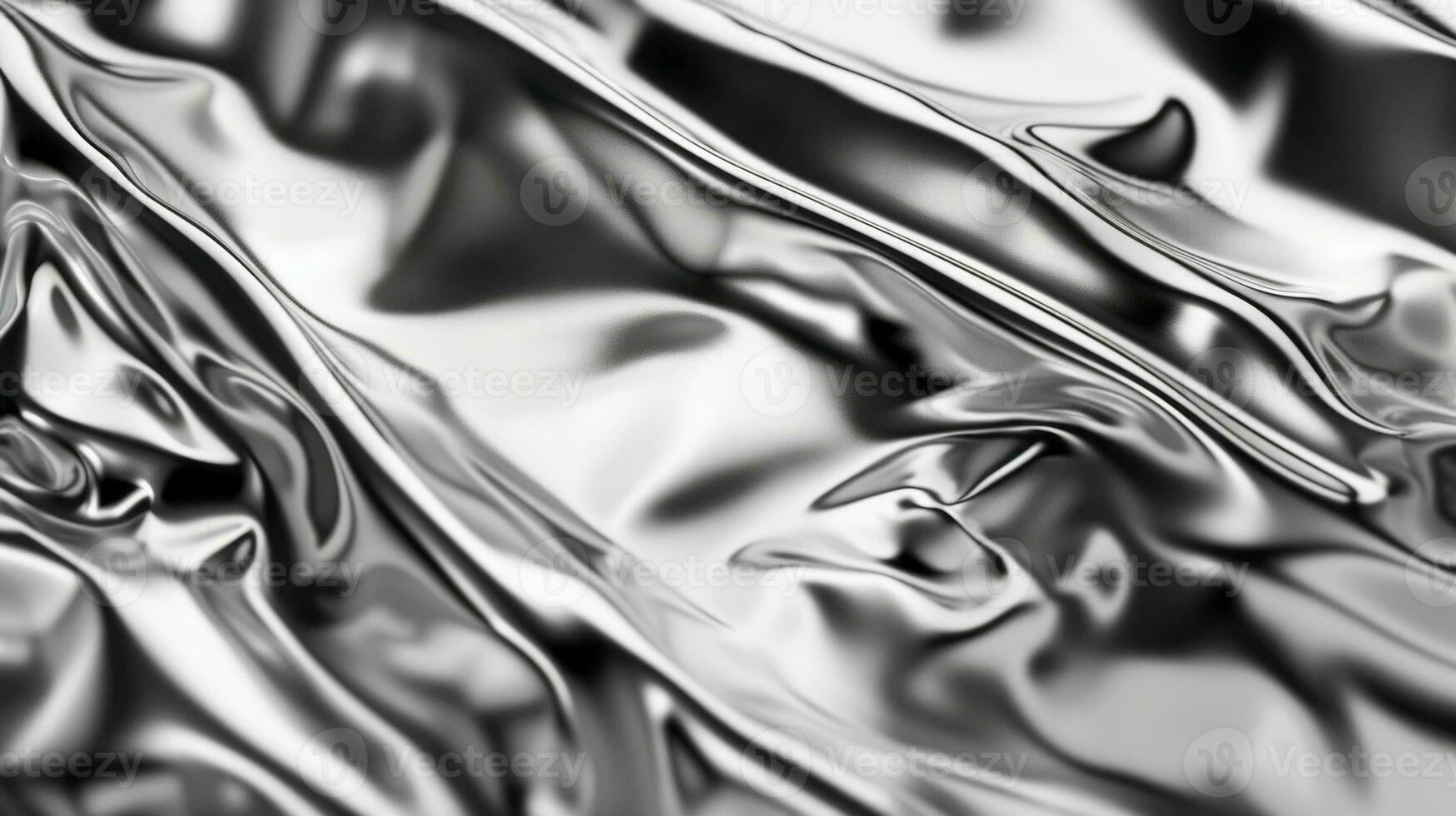 AI generated Close up texture of liquid shiny metal with waves photo