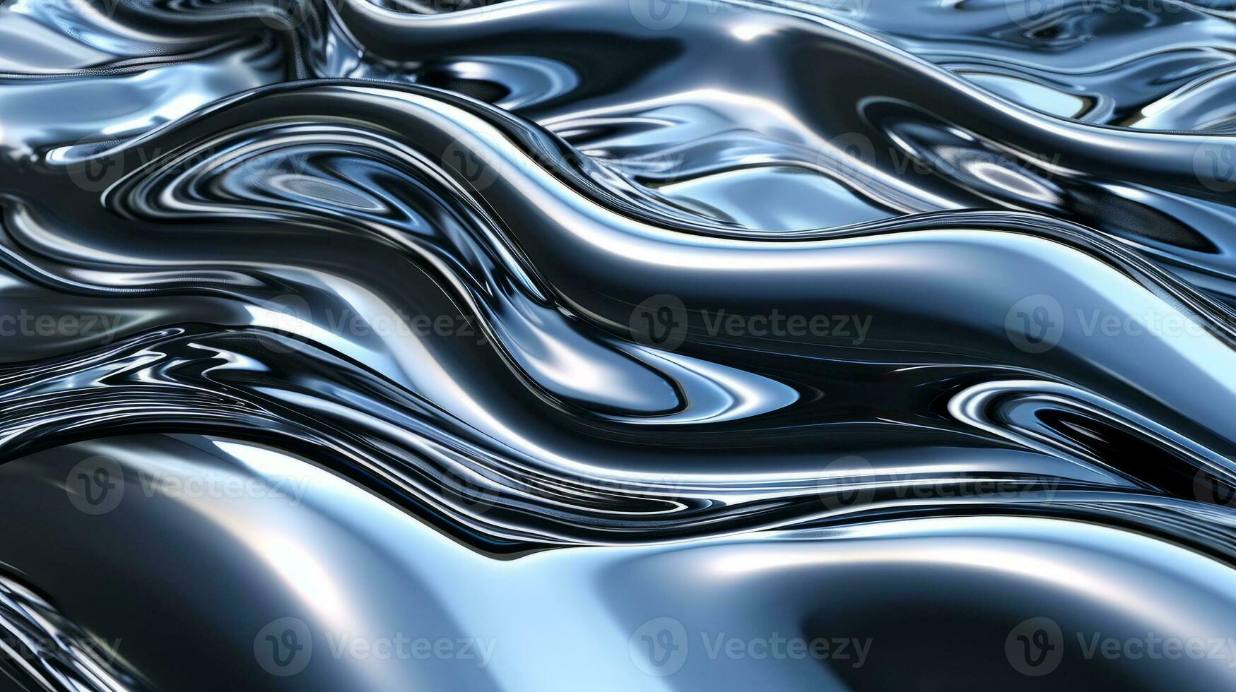 AI generated Silver chrome metal texture with waves photo