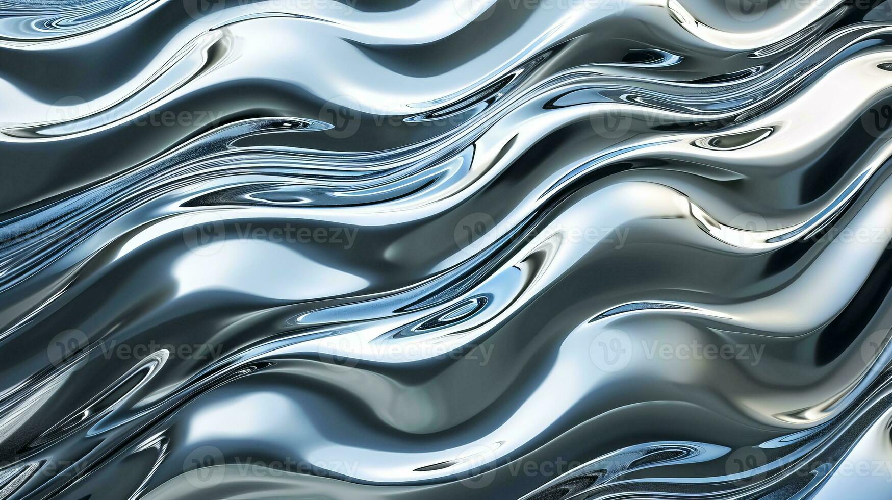 AI generated Silver chrome metal texture with waves photo