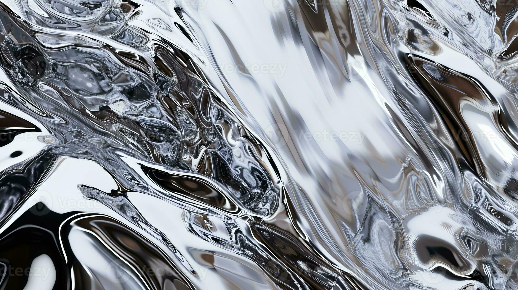 AI generated Metallic abstract wavy liquid background with waves photo