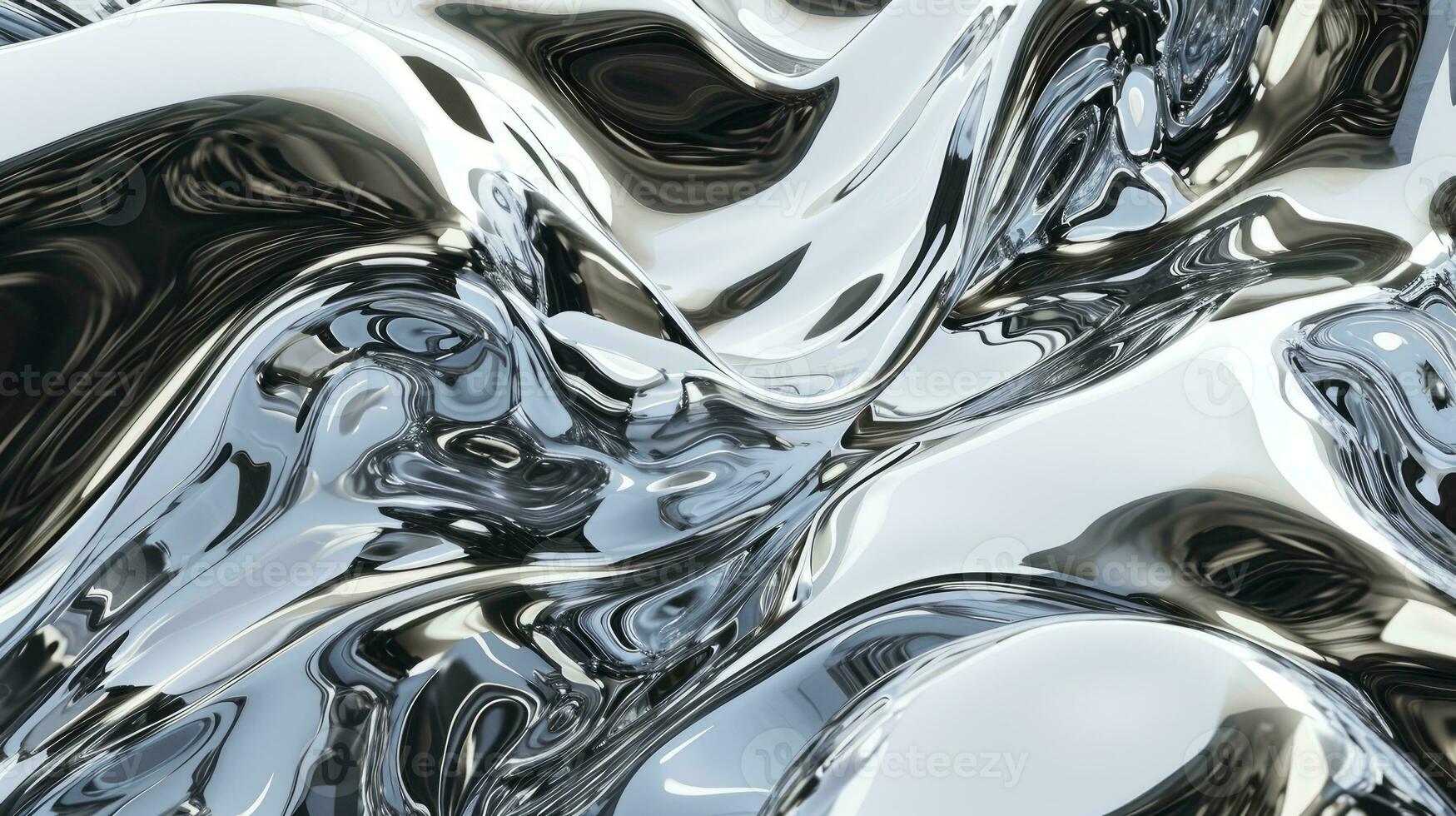 AI generated Metal chrome liquid background abstract texture with waves photo