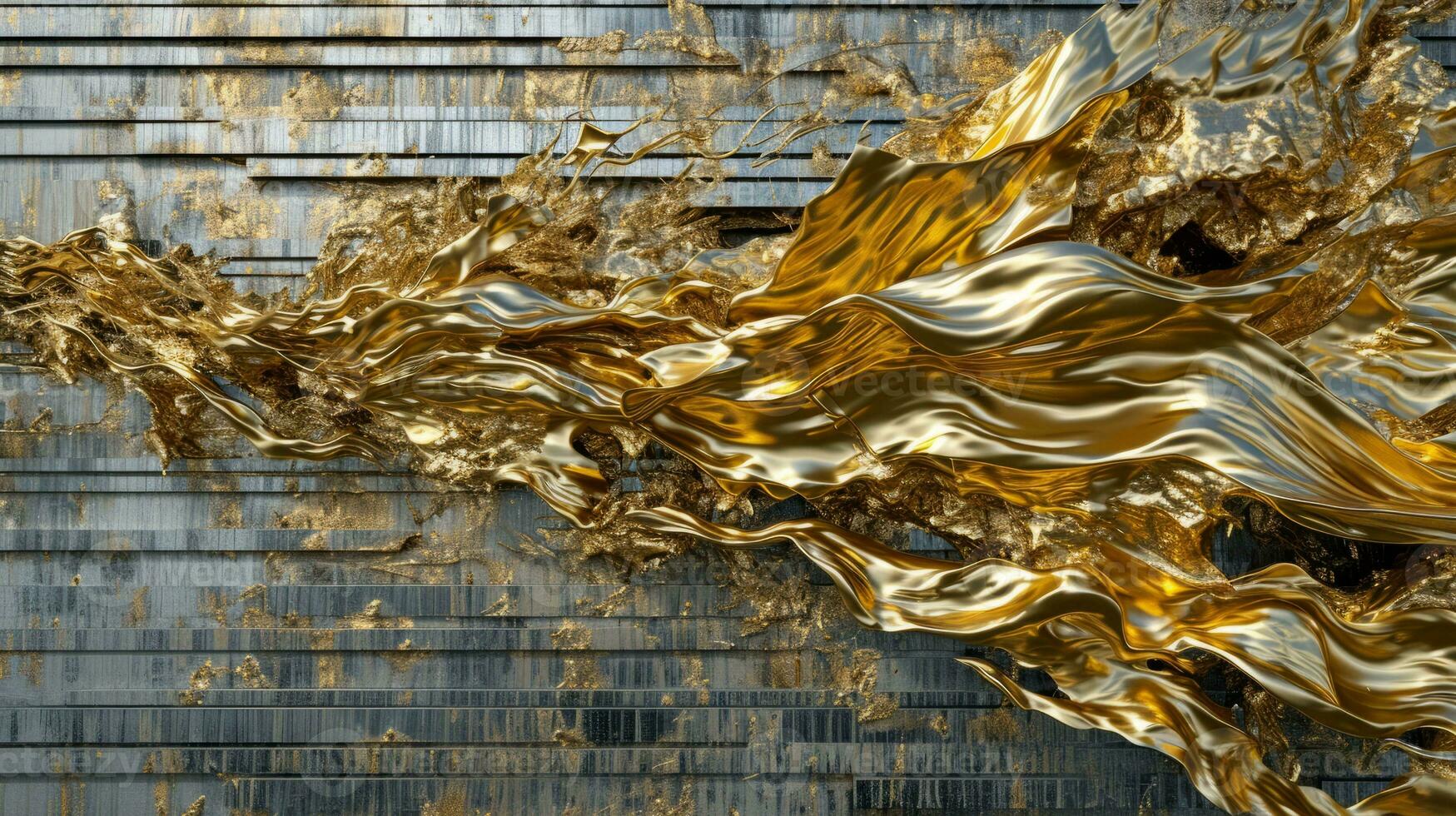 AI generated Metallic art object on the wall photo
