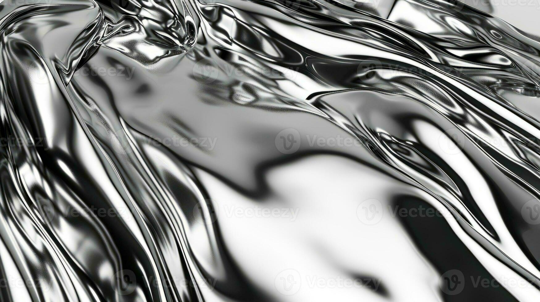 AI generated Liquid metal wave chrome hologram with waves photo
