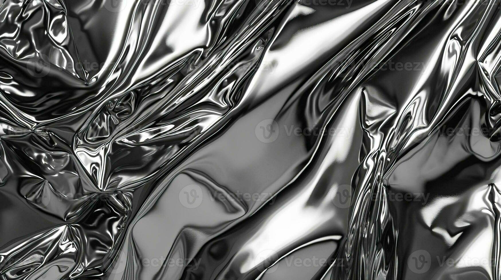 AI generated Liquid metal wave chrome hologram with waves photo