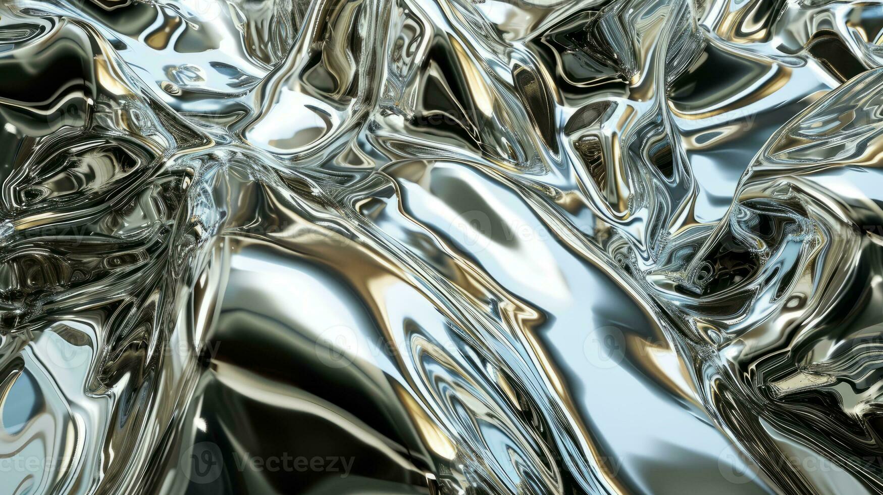 AI generated Silver chrome metal texture with waves photo