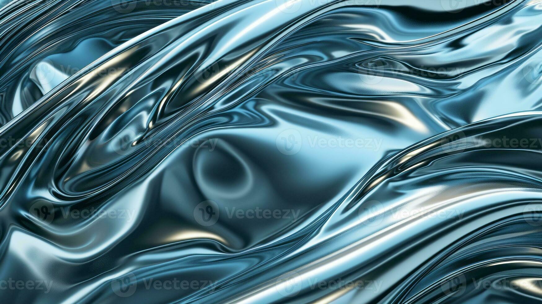 AI generated Liquid metallic texture with waves photo