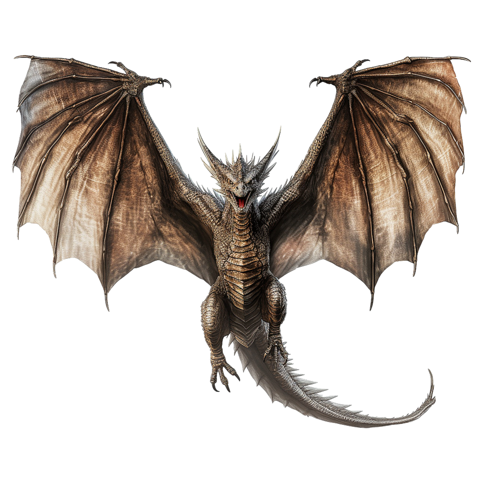 AI generated Flying dragon front view isolated on transparent background png