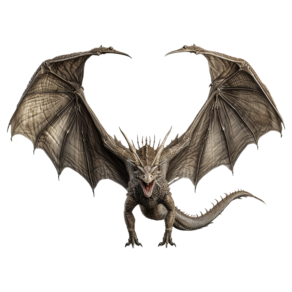 AI generated Flying dragon front view isolated on transparent background png