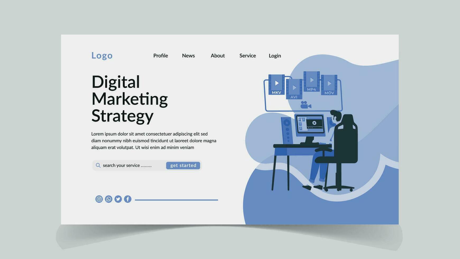 Digital marketing landing page illustration character design vector