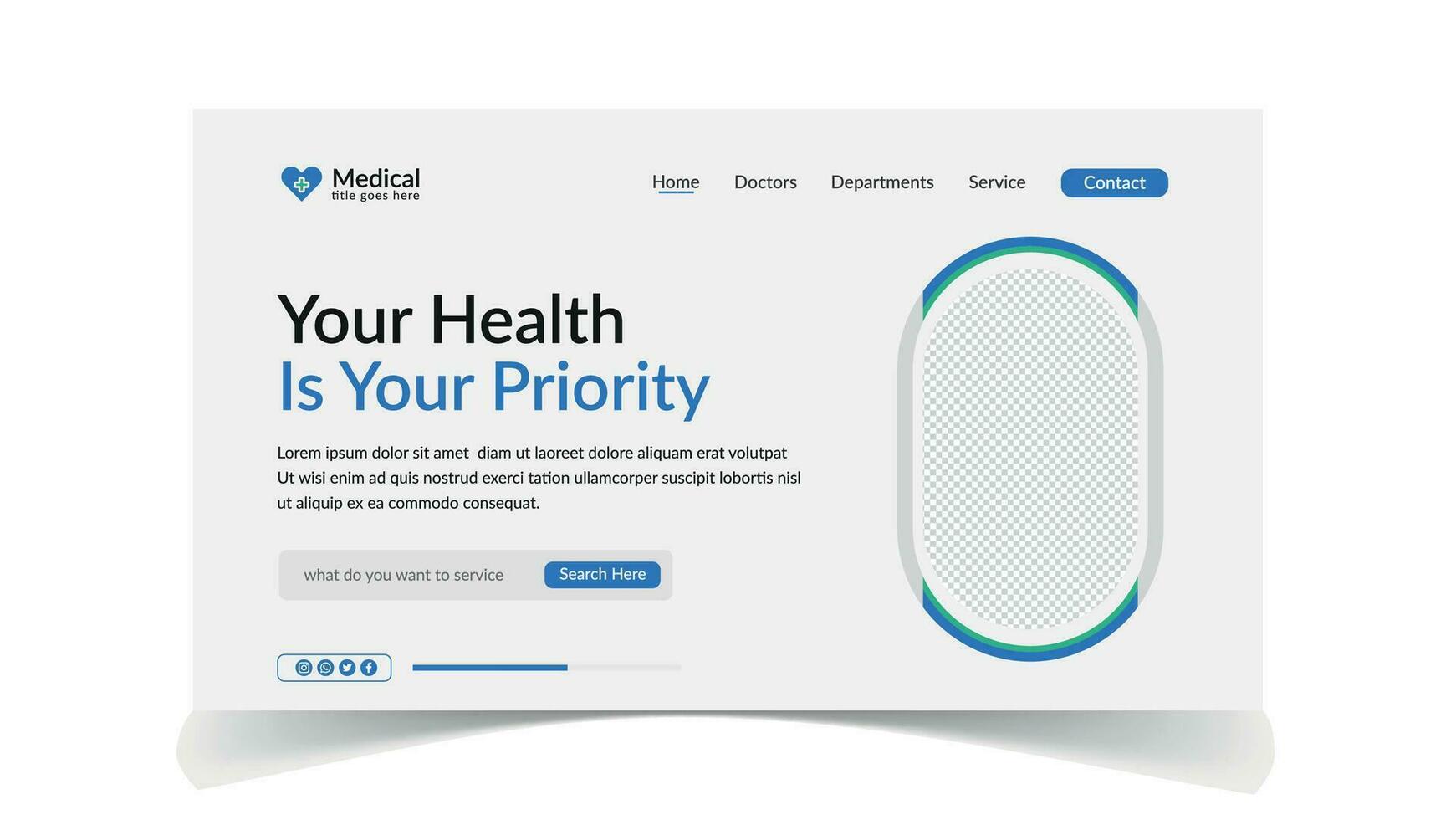 Medical Health landing page ui website design template vector