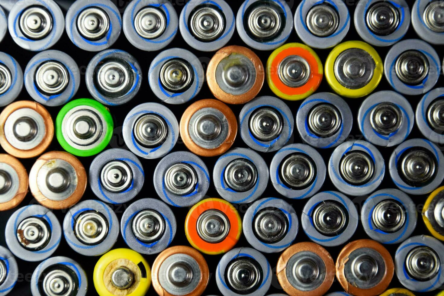 Salt and alkaline batteries, source of energy for portable technology. AAA and AA batteries photo