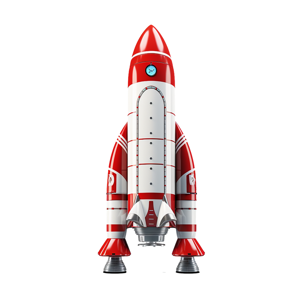 AI generated Red and white rocket ship png isolated on transparent background