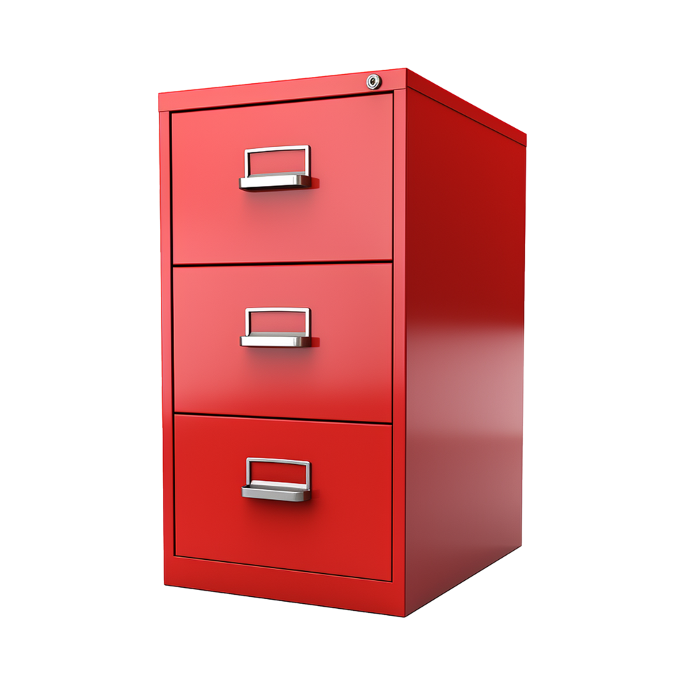 AI generated Red filing cabinet isolated on transparent background png