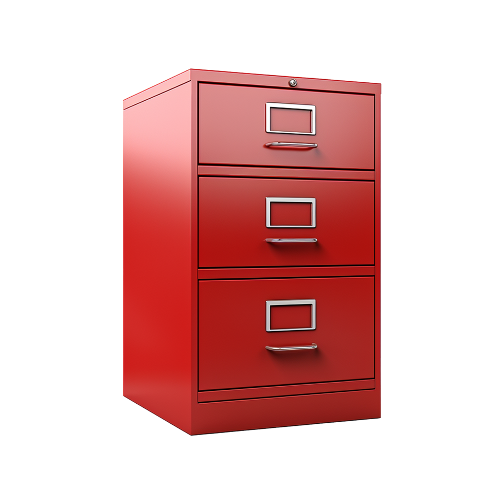 AI generated Red filing cabinet isolated on transparent background png