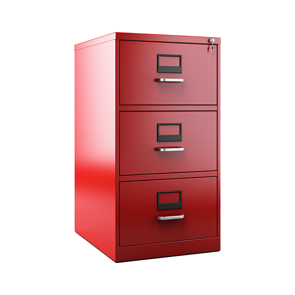 AI generated Red filing cabinet isolated on transparent background png