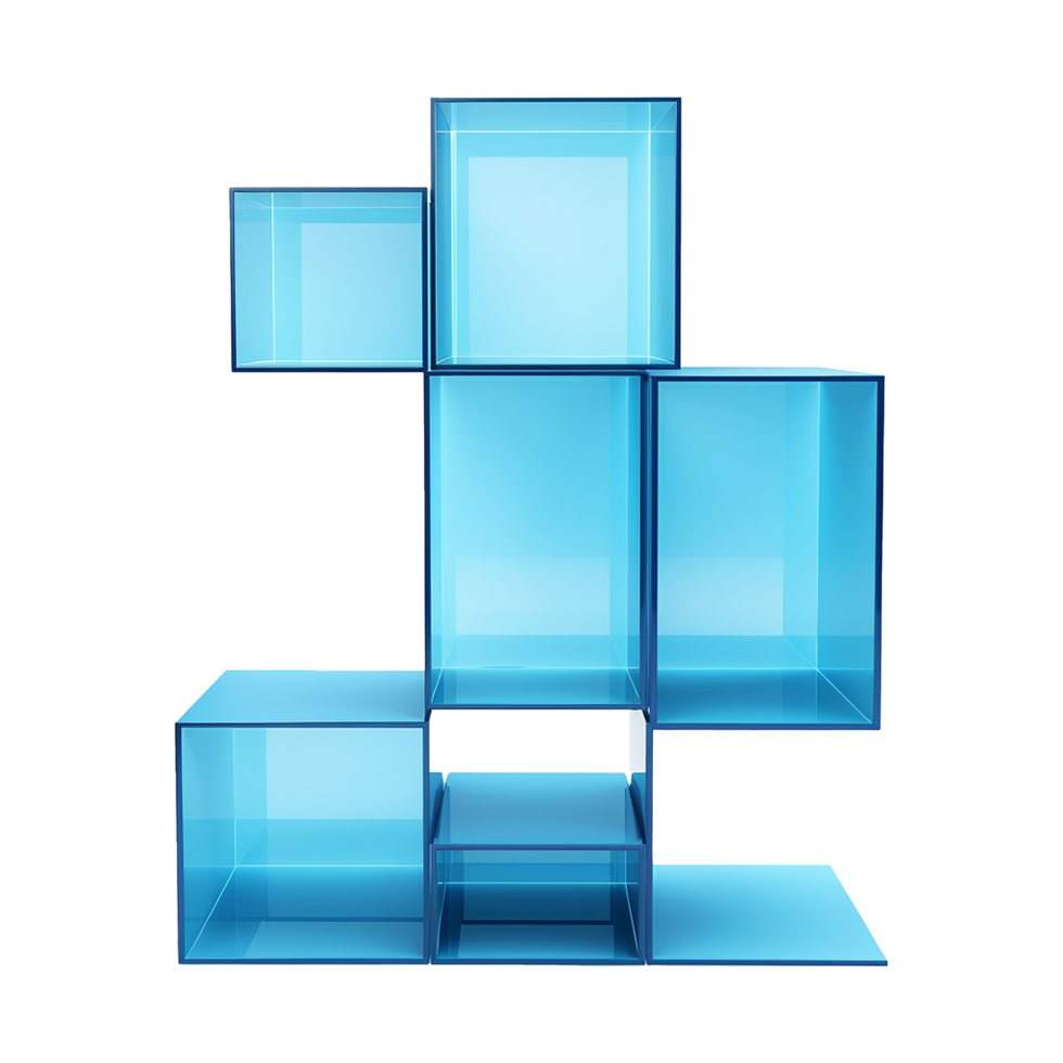 AI generated Elegant blue Cube self isolated on transparent background png