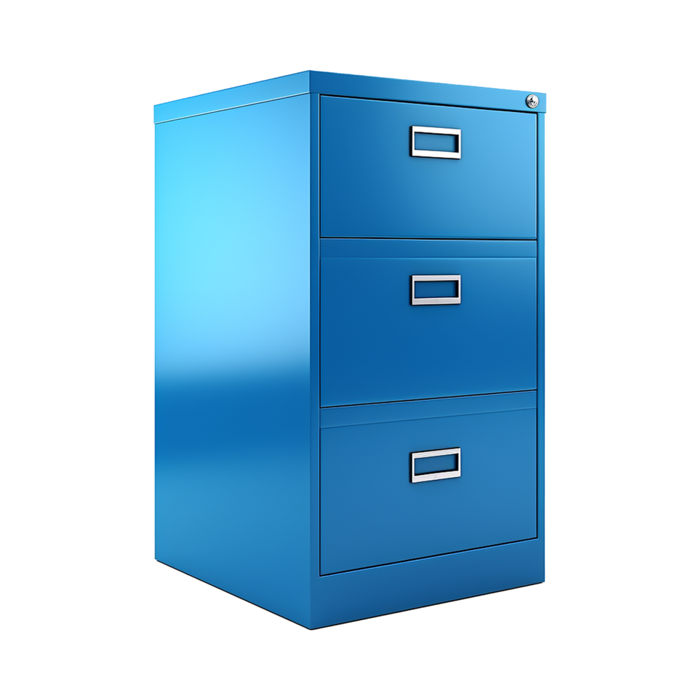AI generated Blue filing cabinet isolated on transparent background png