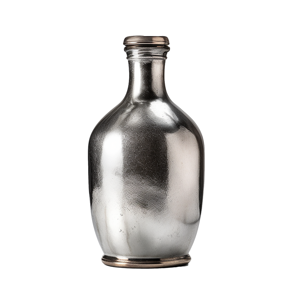AI generated Silver bottle png isolated on transparent background