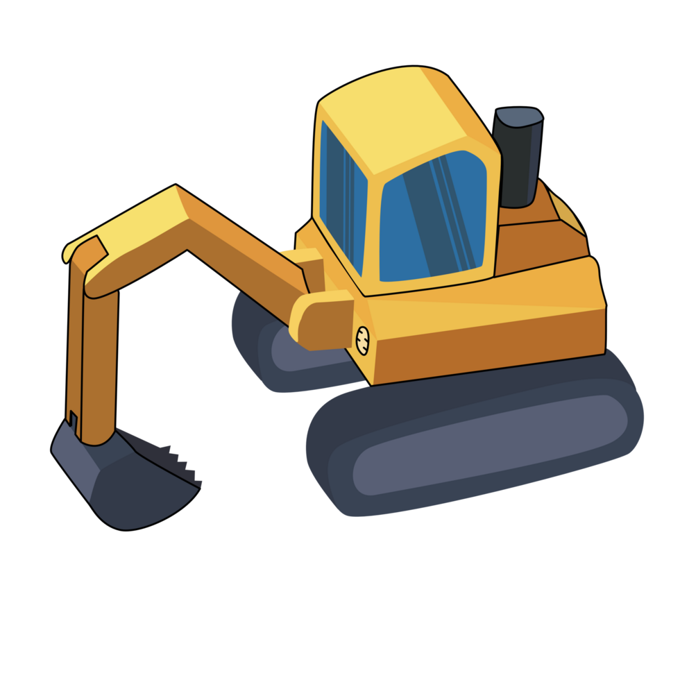 Excavator Cartoon Clipart Colored Illustration png