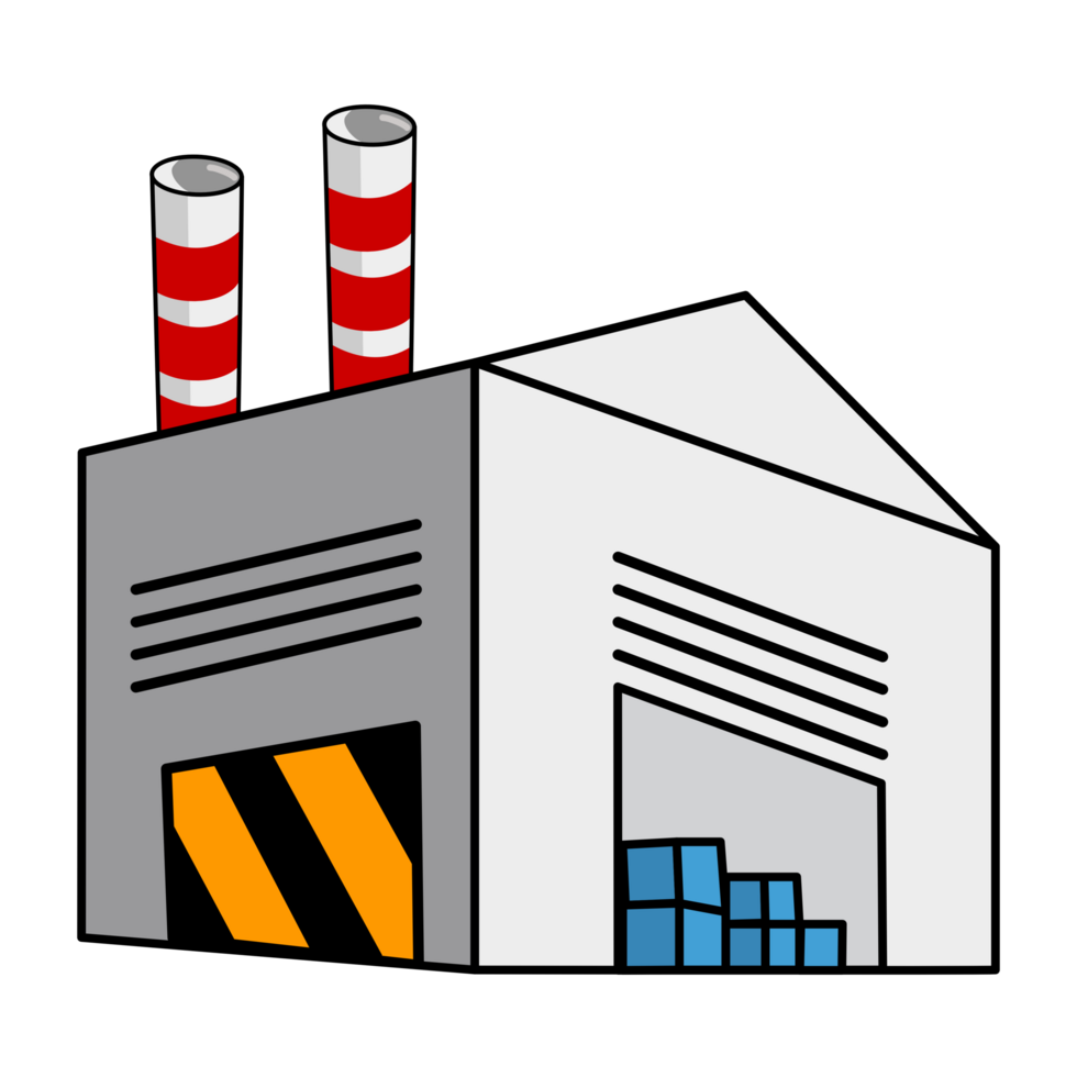 Industrial building factory isometric. cartoon style png