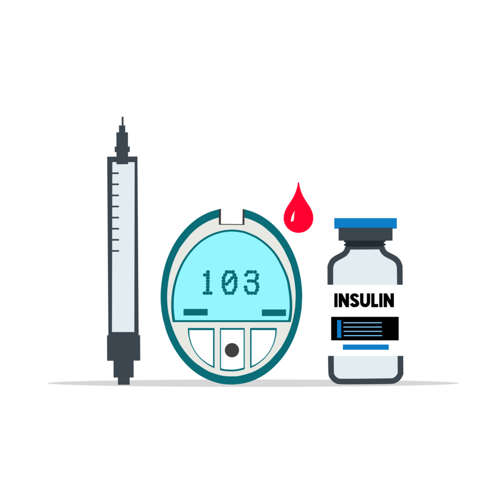 insulin and syringe with blood on it png