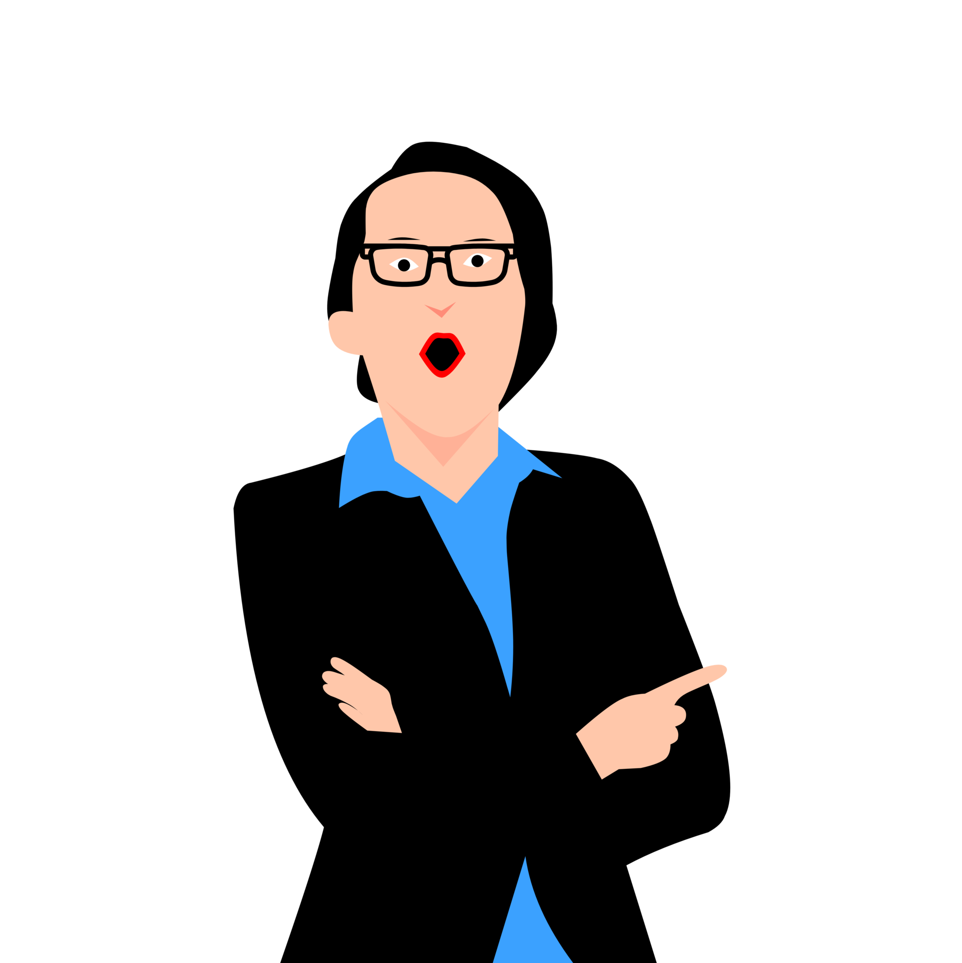 amazed woman in glasses and a suit is pointing her finger 36113504 PNG